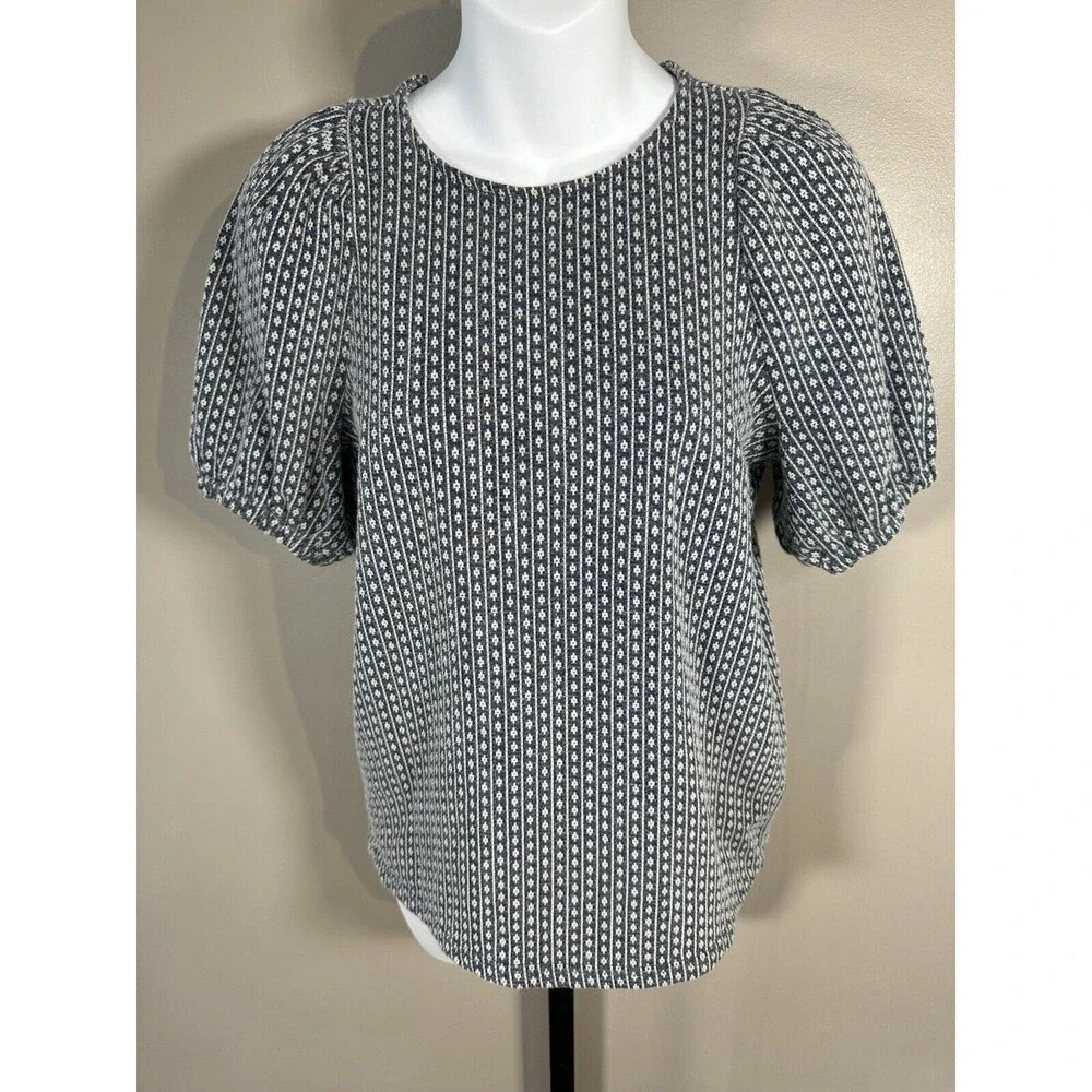 Madewell Floral Jacquard Puff Sleeve Top Womens Size XS